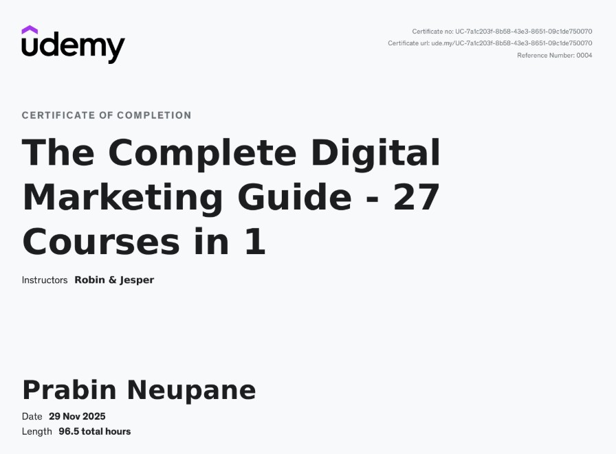 Udemy Certificate