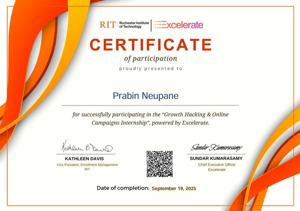 Excelerate Certificate