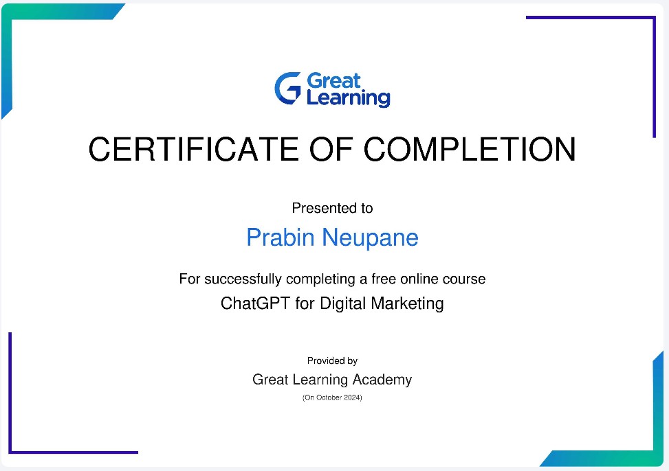 GLA Certificate